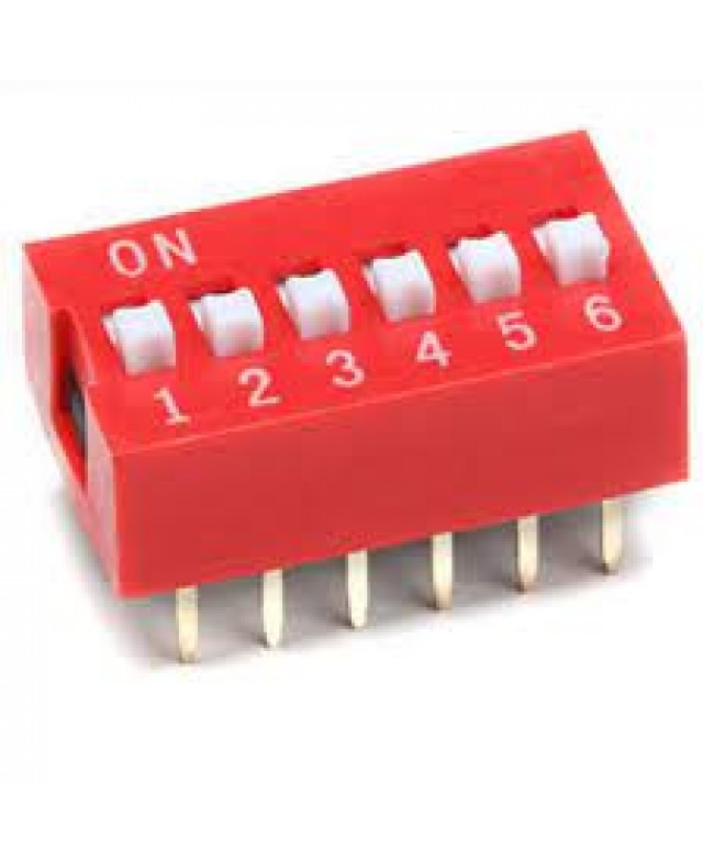 Rail 6 DIP switch, 1 position 2.54mm