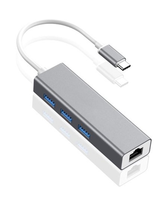 Hub USB C vers 3 X USB + Ethernet (RJ45)