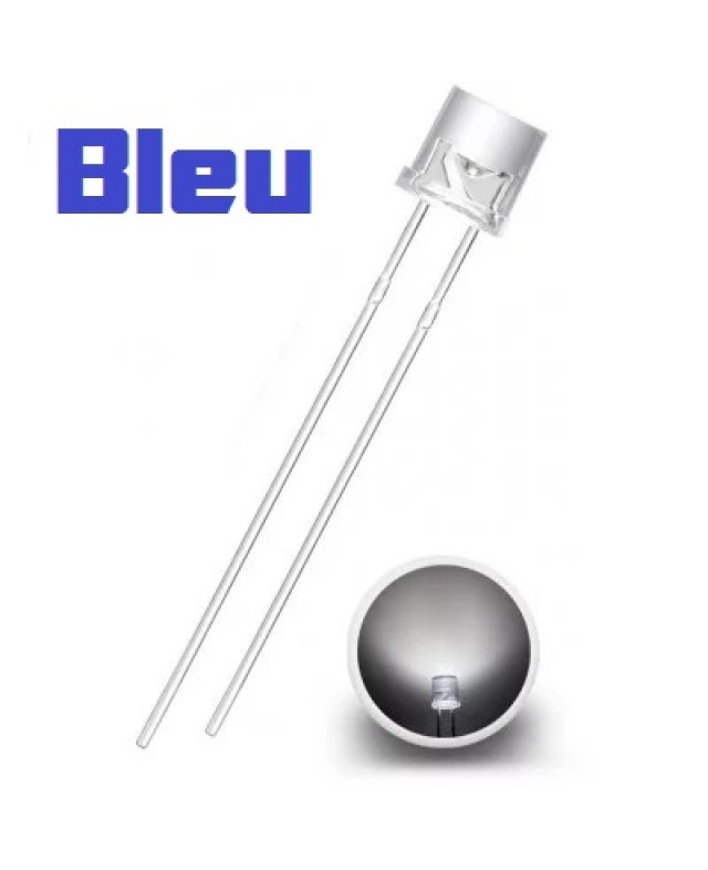 Leds bleu rond dessus plat 5mm