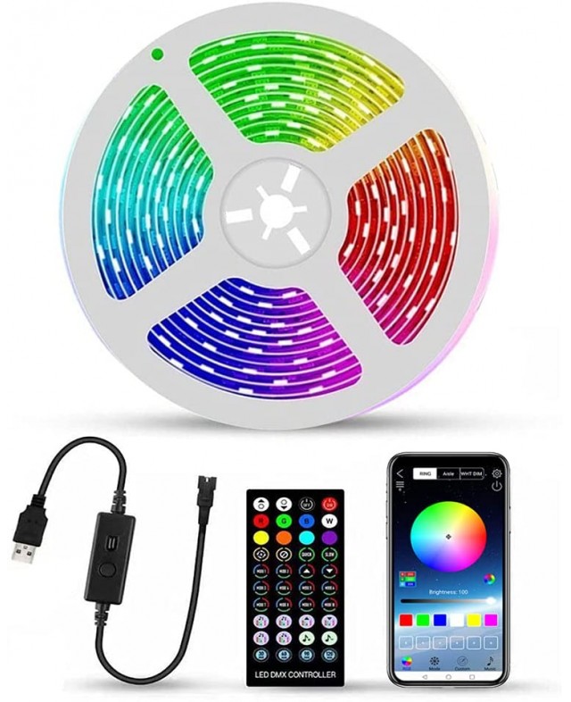 Bande de LED WS2812 5M adressable avec controleur Bluetooth