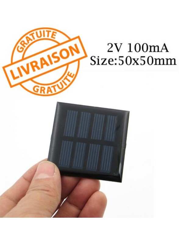 Cellule photovoltaique 2V 100Ma 50mm x 50mm